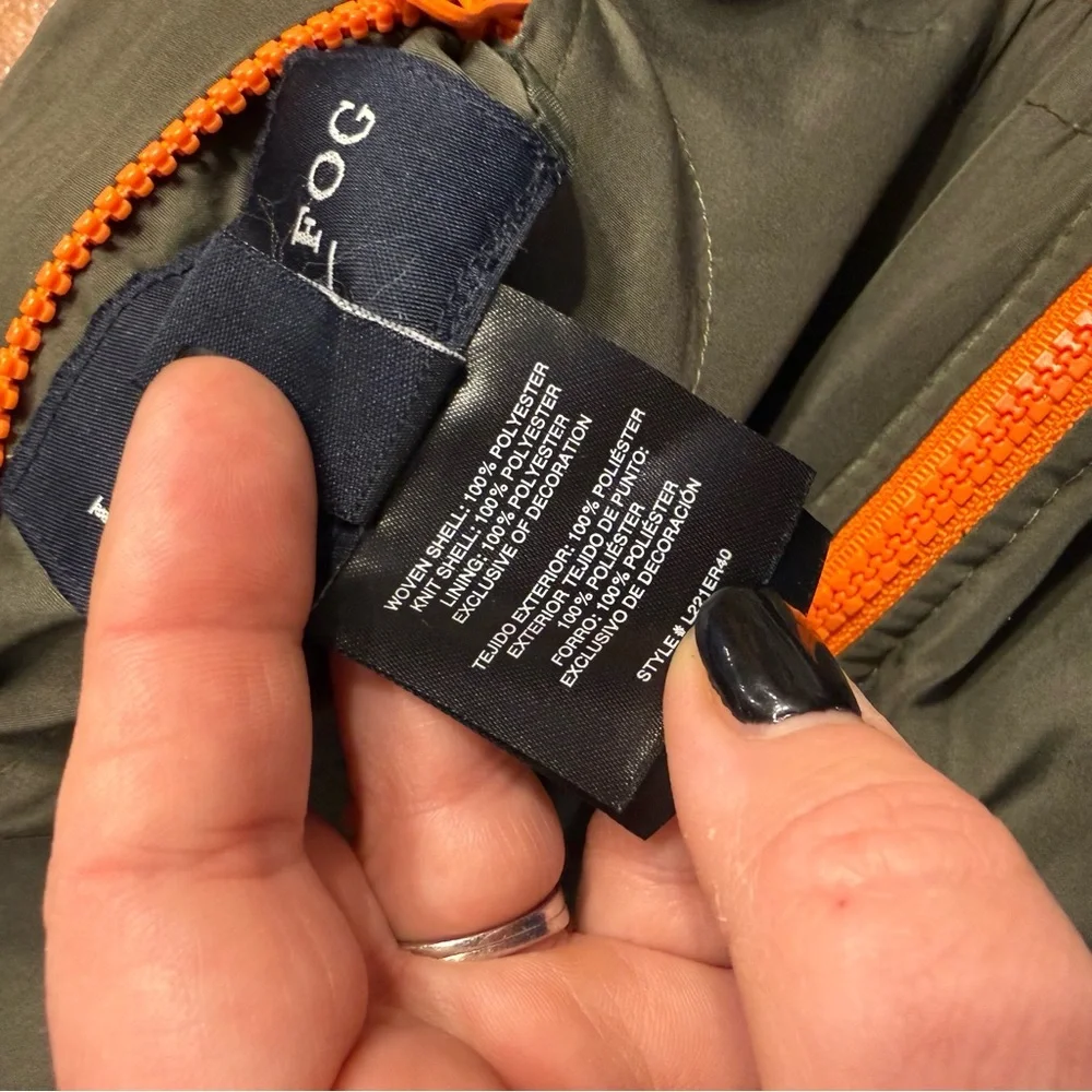 London Fog green Jacket Orange Trim reversible camo fleece size small 4 - Picture 5 of 13